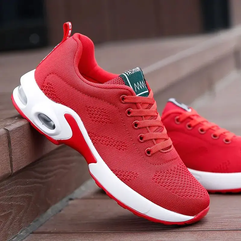 

Sports Shoes Ladies Mesh Breathable Running Shoes Air Cushion Increased Vulcanized Shoes Fashion Travel Shoes