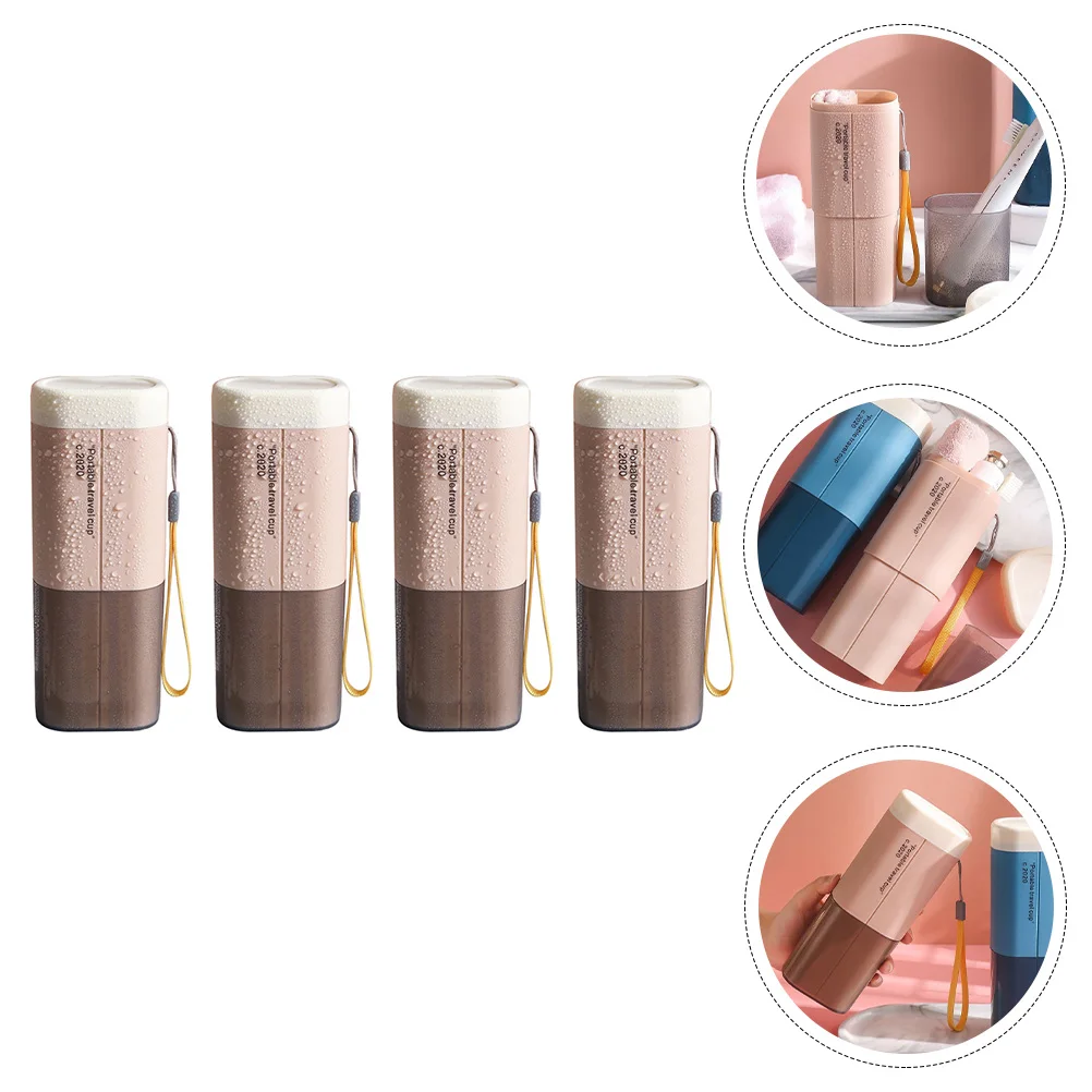 

4Pcs Portable Toothbrush Cases Mouth Wash Cups Traveling Tooth Wash Cups