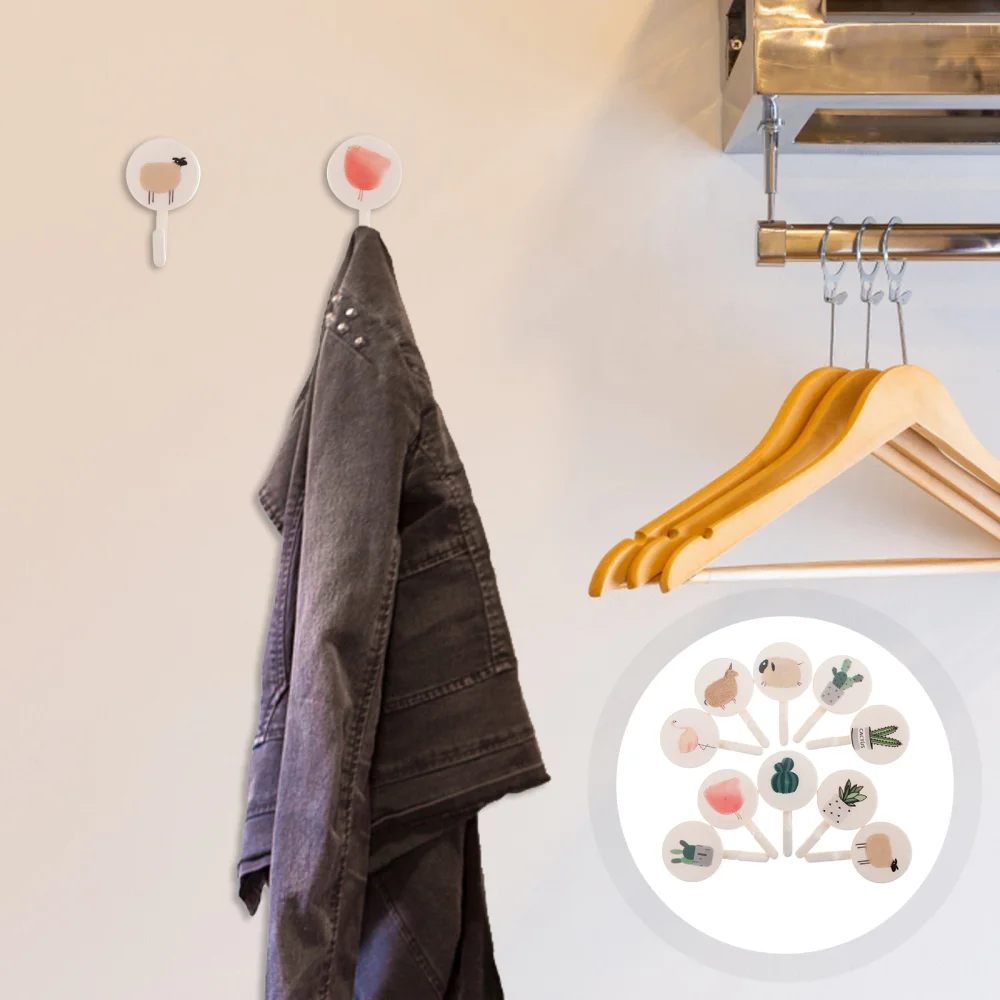 

10pcs Useful Wall-Mounted Hooks Home Punch Free Hooks Self-Adhesive Wall Hooks