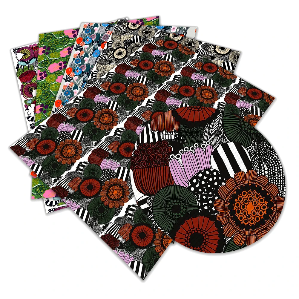 

Ткань из искусственной кожи с цветочным принтом, 30 х136 см