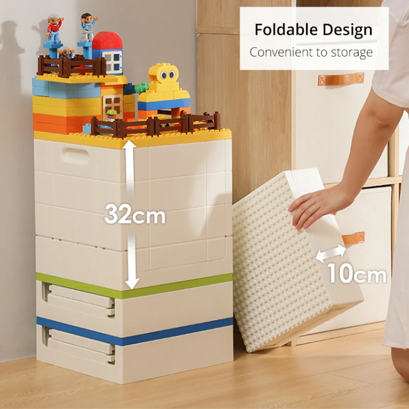 SHIMOYAMA-cajas de almacenamiento creativas plegables para ni&ntilde;os, bloques de construcci&oacute;n, placas Base, organizador, cubo de pl&aacute;stico, aperitivos, maquillaje, art&iacute;culos diversos-4