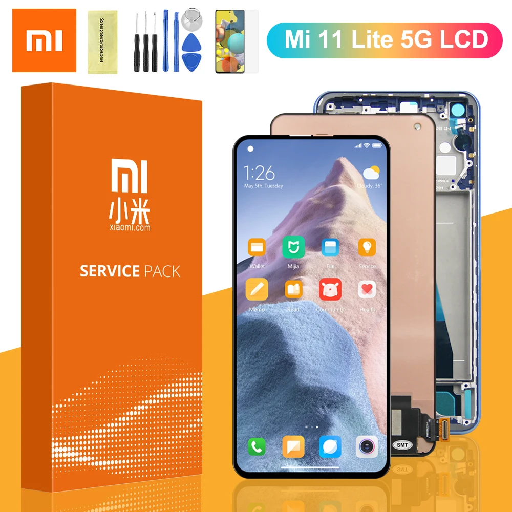 100% Оригинальный 6 55 ''дисплей для Xiaomi Mi 11 Lite M2101K9AG ЖК-дисплей с сенсорным