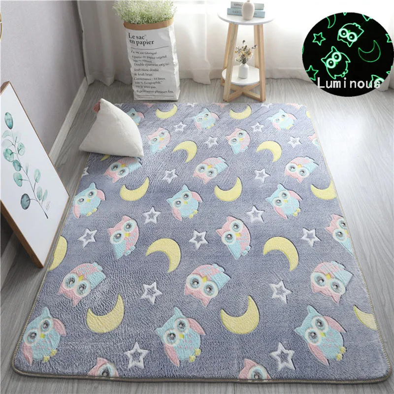

Thick Shaggy Carpet For Living Room Light Up The Dark Night Luminous Plush Rug Children Bed Room Fluffy Floor Carpets Velvet Mat