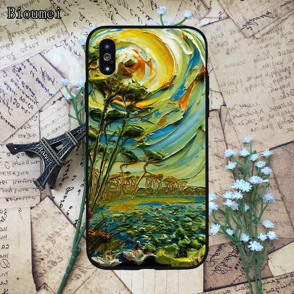 Bioumei современный художественный картина маслом мягкий ТПУ чехол для Iphone 11 Pro Max XR X