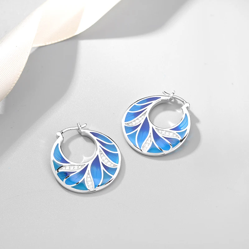 Весенние модные длинные серьги-подвески в виде листьев из серебра 925 пробы с