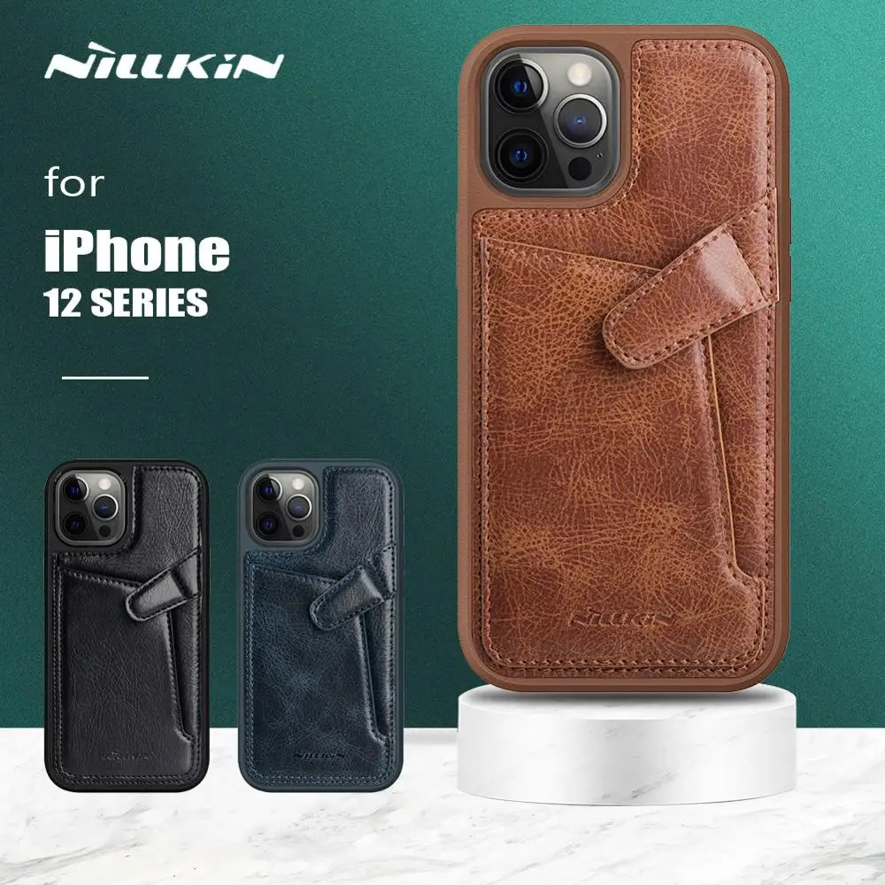 

Nillkin for iPhone 12 Pro Max Case Slim Aoge Leather Case Wallet Card Slot Protective Case for iPhone 12/12 Pro/12 Mini Case