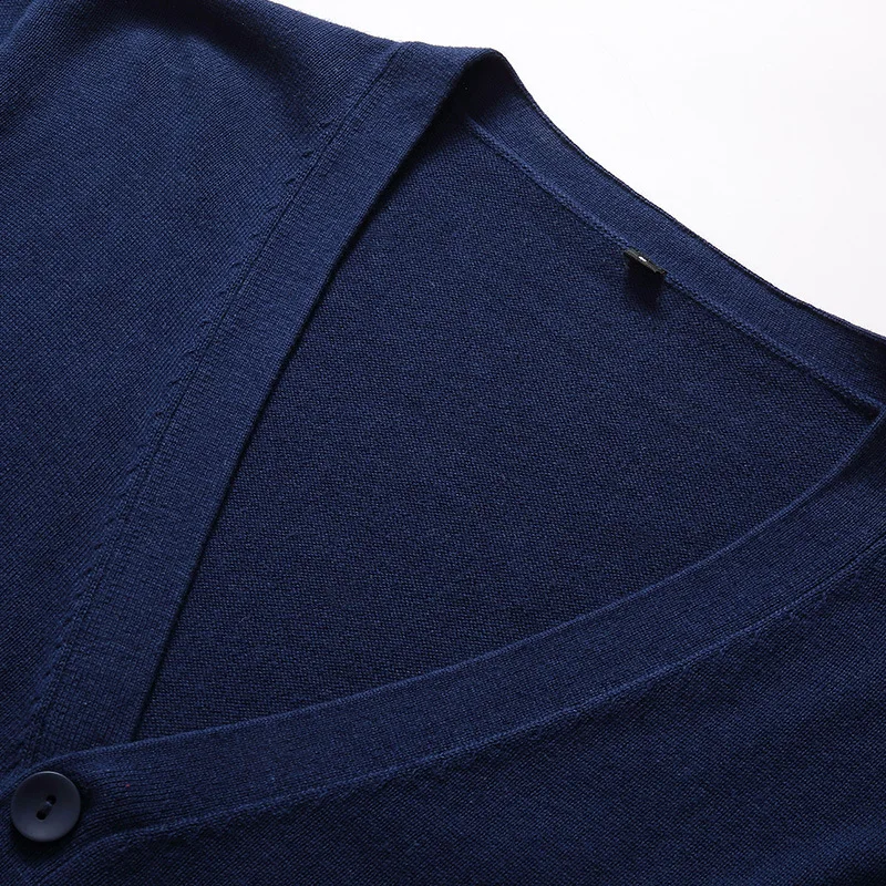 Мужской трикотажный кардиган с длинным рукавом повседневный черный хлопковый