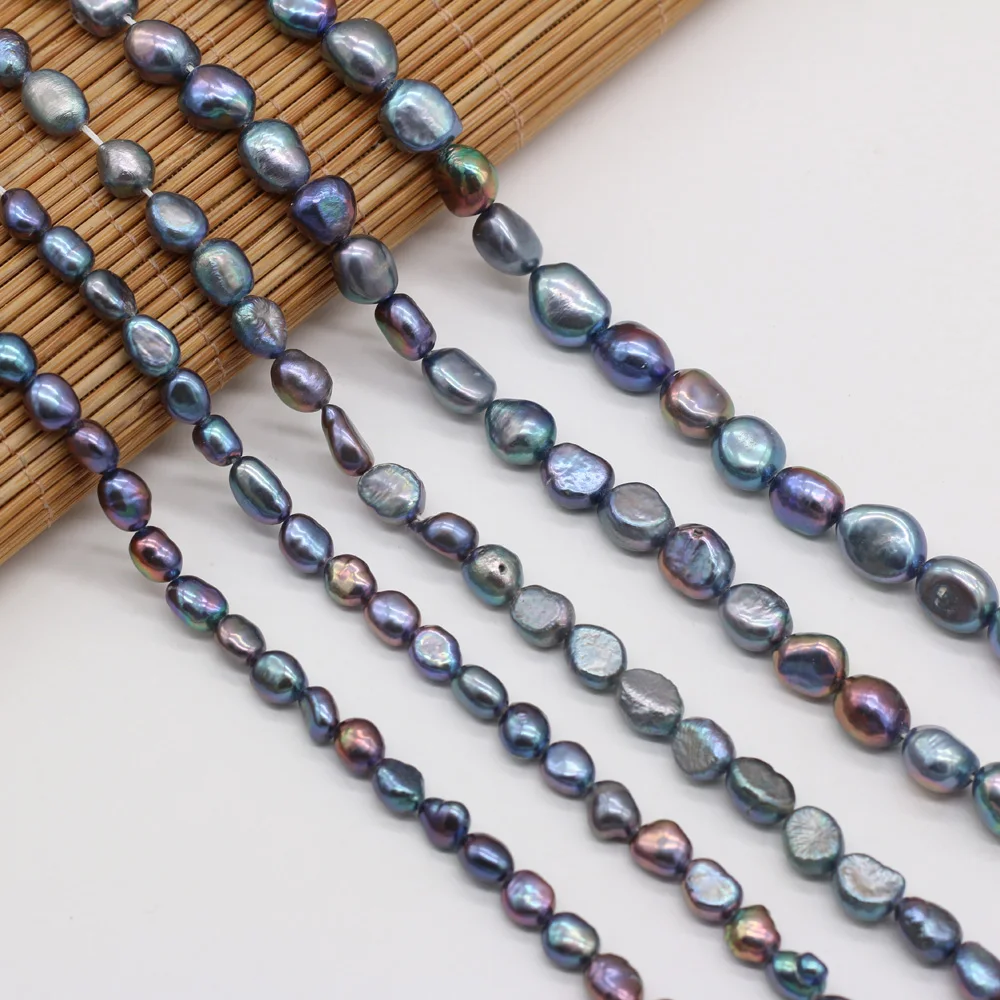 Настоящие блестящие серые черные белые бусины неправильной формы с жемчугом для