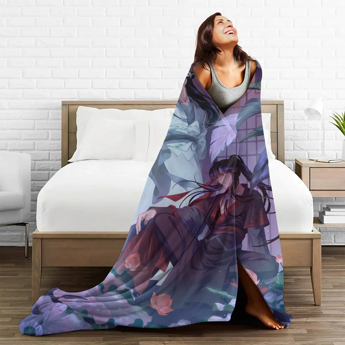 Фланелевое Одеяло с изображением аниме Grandmaster Of Demonic Culture новинка одеяло для дома