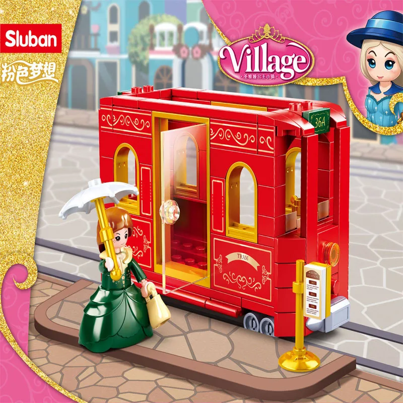 

145Pcs SLuban B0869 St. Via Princess Town Series Sightseeing tram Children's Assembled Building Block Toys for Girls Cute Gift