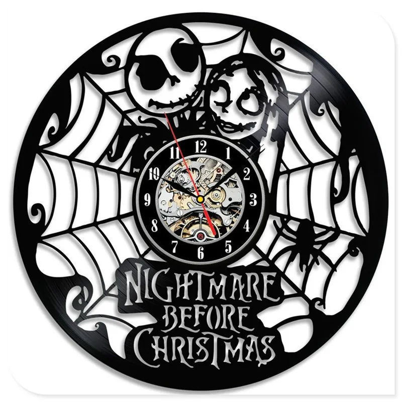 Хэллоуин Skellington черный виниловый CD 3D настенные часы Ночная кобыла перед рождественские украшения для поделок для дома