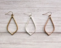 trendy 3 style rhombus polished alloy hollow dangle drop earrings for woman jewelry