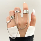 VKME серебряный цвет Многослойные панк классные хип-хоп цепочка кольца для женщин регулируемые Открытые Кольца для пальцев набор мужских Праздничная бижутерия с кольцами