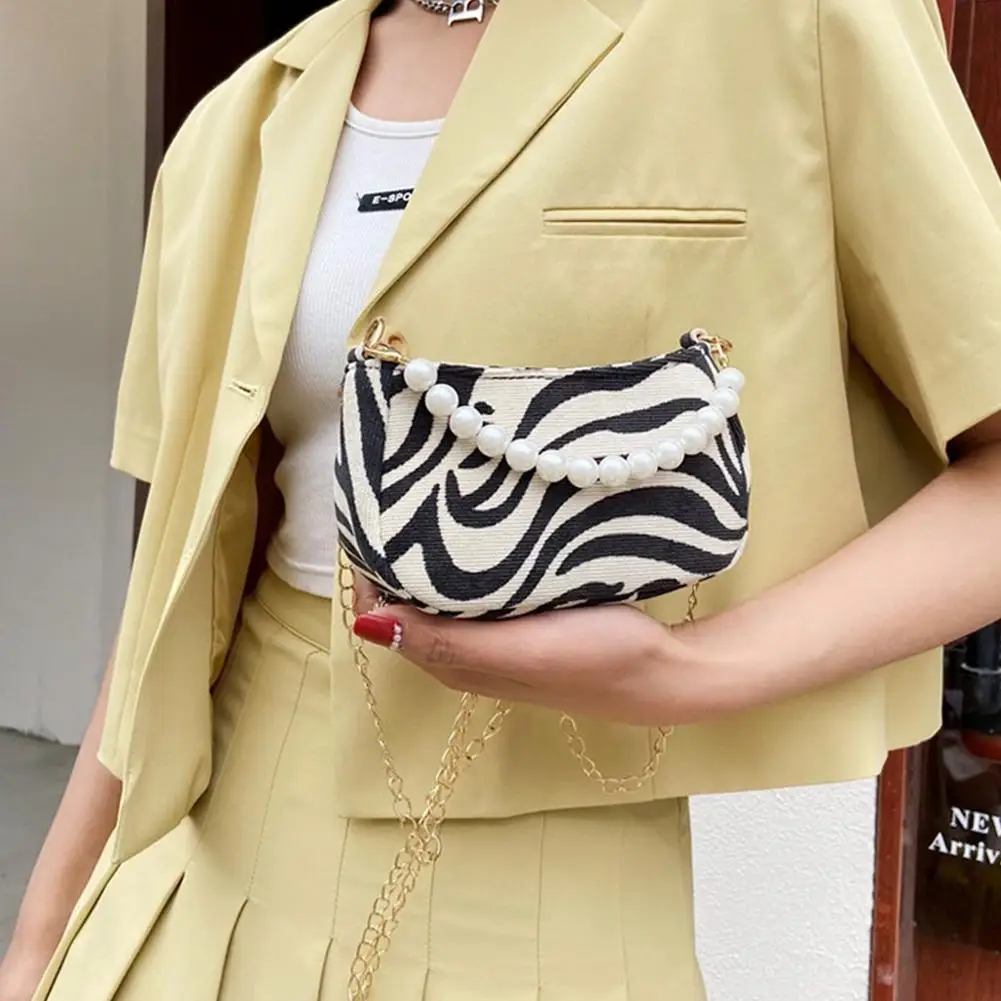 

Ladies Fashion Pearl Shoulder Bag For Women Houndstooth Leopard Tote Handbag Casual Travel Shoulder Underarm Purse