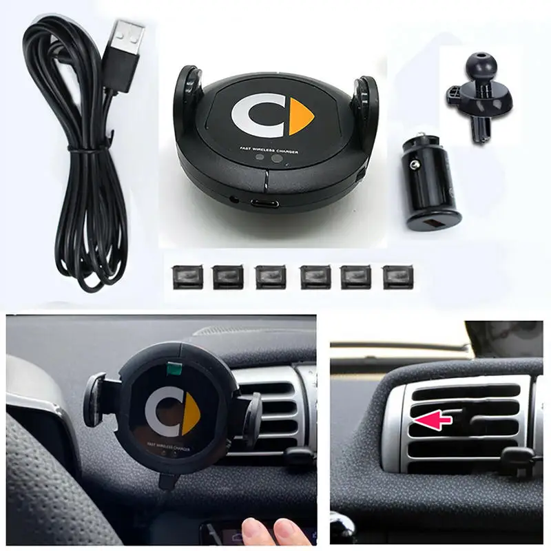 l infrared sensor automatic qi fast wireless car phone charger car holder for smart 453 fortwo smart 451 smart 453 forfour free global shipping