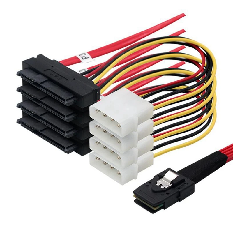 Mini SAS SFF-8087 to SFF-8482 с 4-контактным кабелем питания, кабель сервера SATA X4 SAS Cable от AliExpress WW