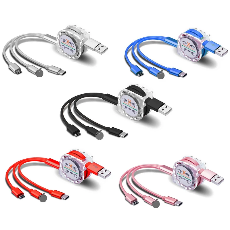 Выдвижной зарядный кабель с несколькими USB-портами Шнур Micro USB Type-C для Samsung