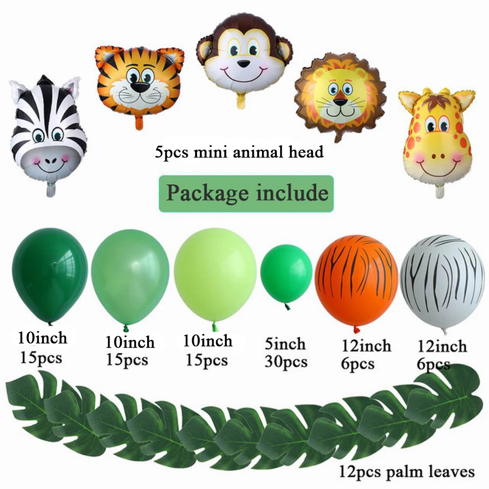 Kit de guirnalda de globos de animales con tem&aacute;tica de jungla y Safari, suministros de fiesta, adornos para fiesta de cumplea&ntilde;os de ni&ntilde;os y Baby Shower, 106 piezas-5