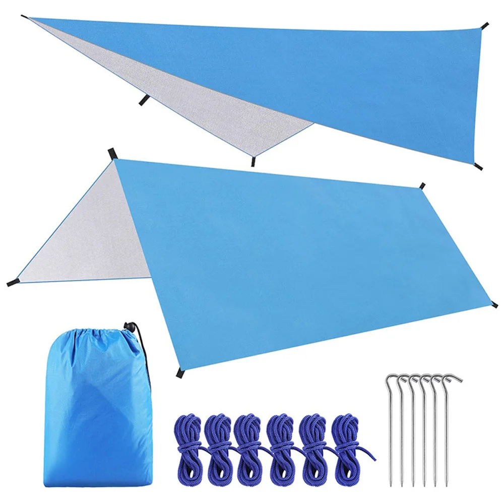3x3 M Sun Awning with 6 Pegs and 6 Ropes Waterproof Car Shade Sunshade Garden Beach Umbrella Travel Camping Tent Tarp