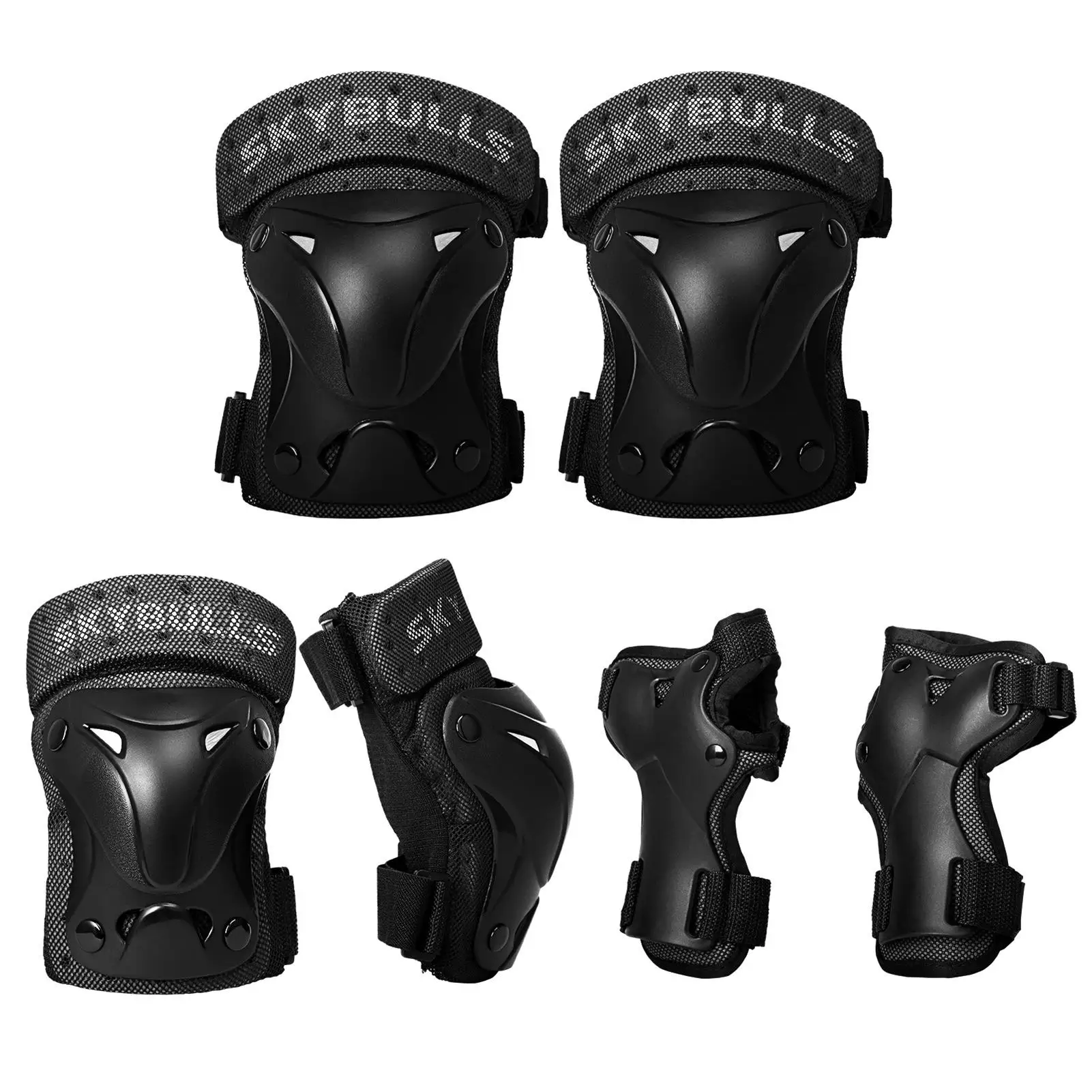 

6 in 1 Thicken Knee Pads Protector Kit Knee Pads Elbow Pads Wrist Guards Set Safety Protection Pad for Skateboard Cycling Riding