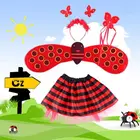 4 шт.компл. Детский костюм феи, божья коровка, пчела, блестящие Симпатичные крылышки, полосатая многослойная юбка-пачка, палочка, наряд на Хэллоуин платье с повязкой