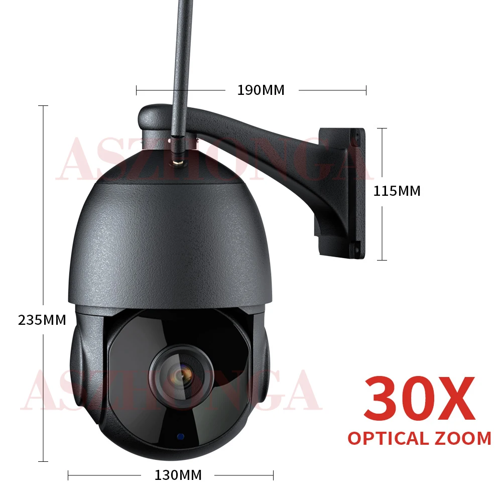 

WIFI 5MP POE Security IP Camera Wireless HD 30X Optical Zoom PTZ Outdoor CCTV Surveillance Cam 360 Degree CamHi APP Night Vision