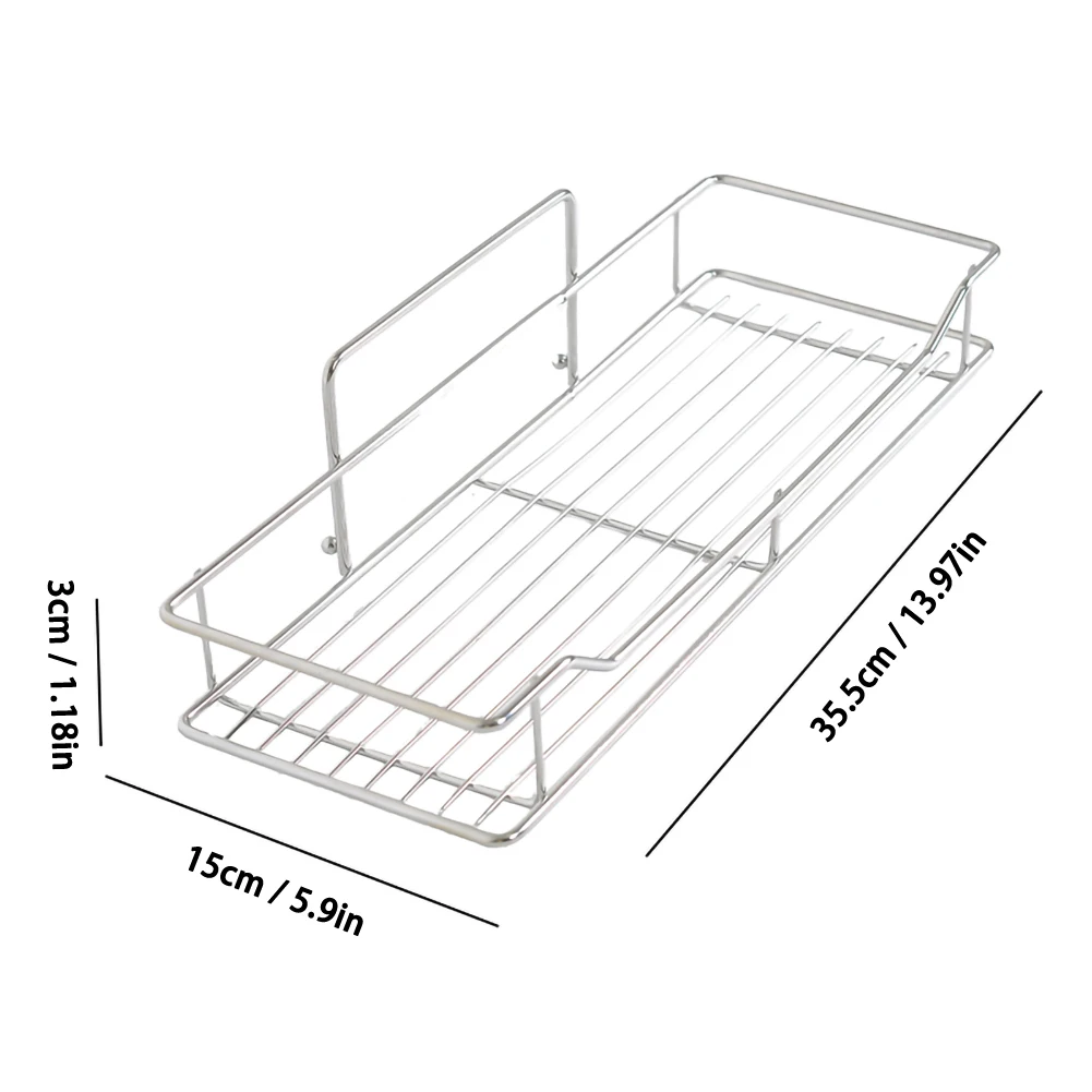 

Kitchen Storage Stainless Steel Kitchen Bathroom Shower Shelf Storage Suction Basket Caddy Rack Non-perforated Easy to install
