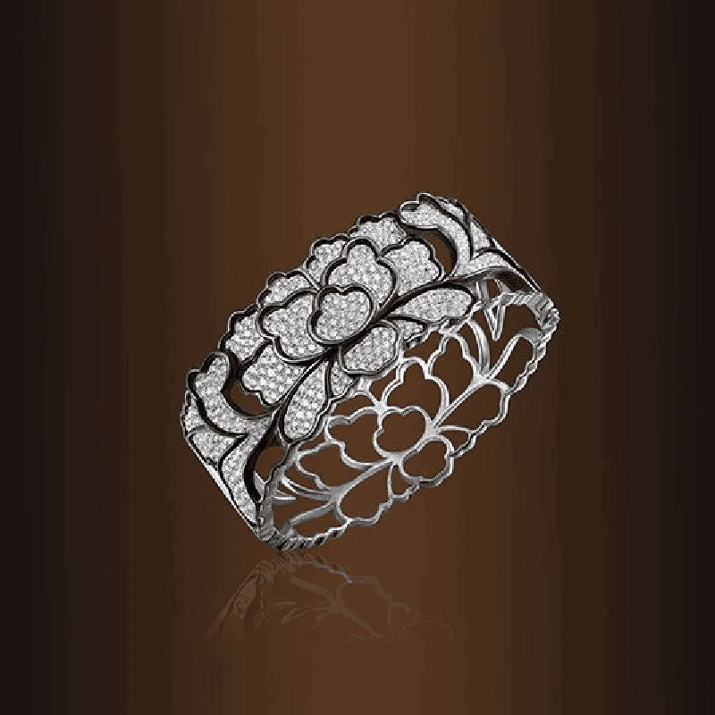 

Vintage 925 Sterling Silver Full Flower Hollow Design Ring for Women Wedding Engagement Party Fashion Charm Fashion Jewelry