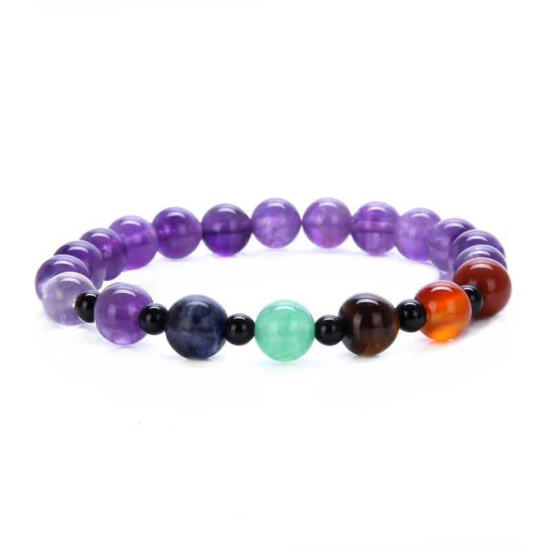 Натуральный Фиолетовый аметист яшма чакра бусины драгоценный камень нефрит агат