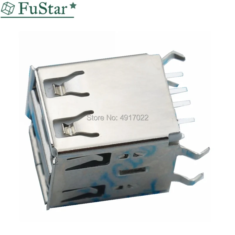 10 шт. Вертикальный двойной usb тип A женский припой Разъемы разъем PCB USB 180 градусов 4