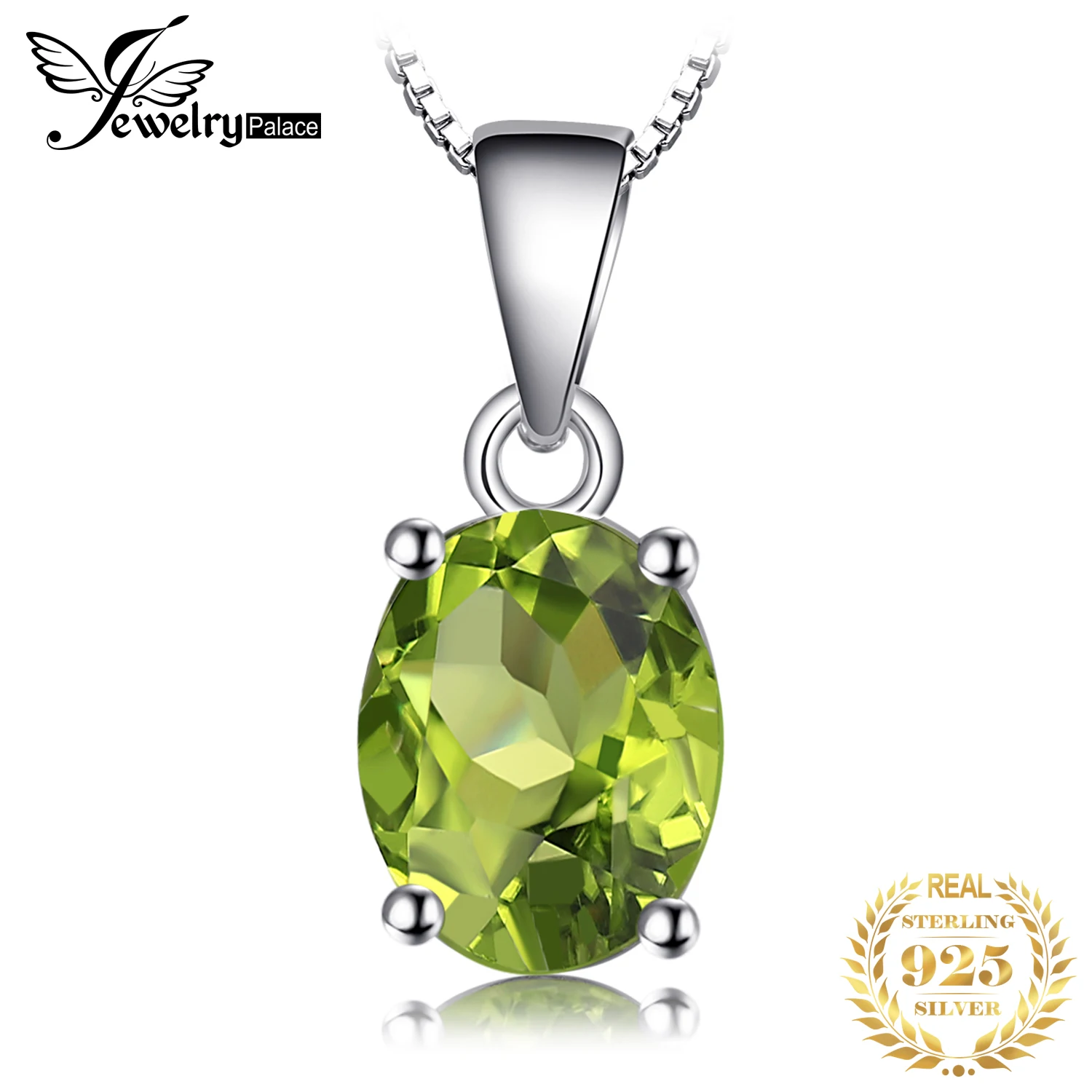 JewelryPalace – collier avec pendentif péridot vert naturel pour femmes  en argent Sterling 925