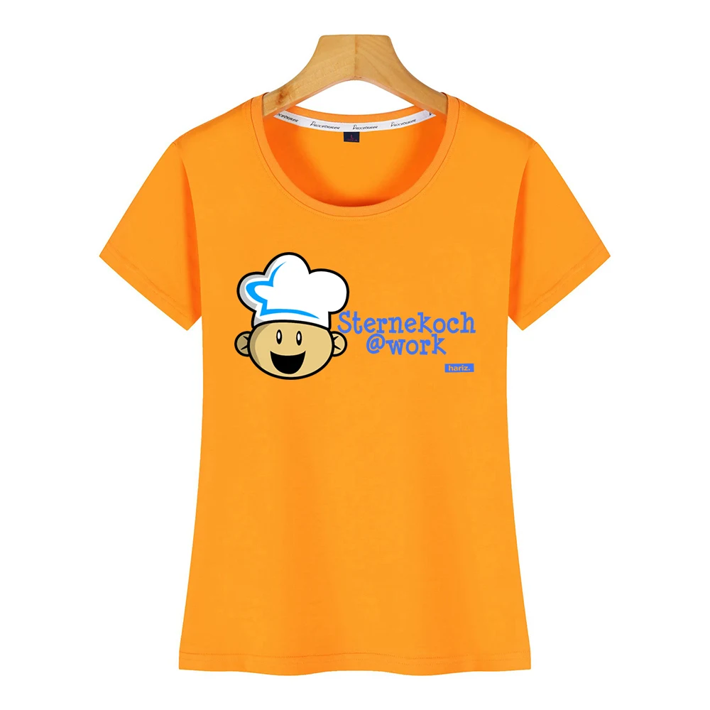 Tops T Shirt Women star chef at work hariz kitchen children Design Black Custom Female Tshirt |