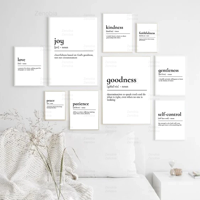 

Wall Art Canvas Painting Fruit of The Spirit Definition Quote Posters and Prints Bible Verse Christian Scripture Home Decoration