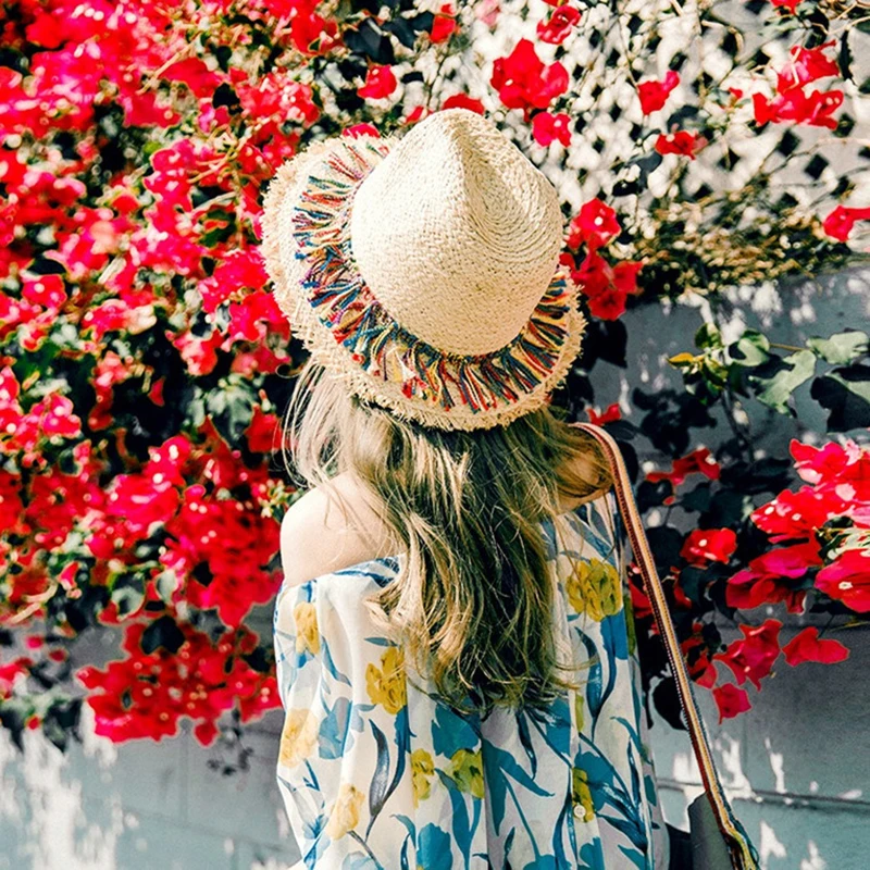

Summer Female Casual Straw Cap Parent-Child Simple Sun Protection Visor Hat Ladies Outdoor Travel Seaside Beach Sun Cap