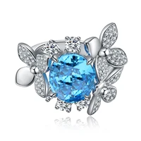 pirmiana 925 sterling silver lab grown aquamarine rings gemstones jewelry for women christmas gifts