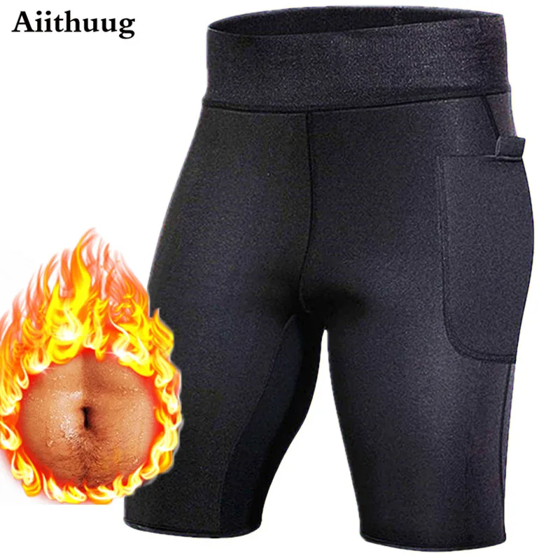 Aiithuug Body Shaper Sauna Slimming Pants Hot Thermo Neoprene High Waist Sweat Capris Workout Shapers Weight Loss with Pocket