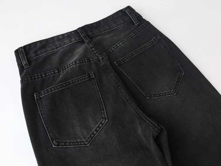 

Women High Waist Jeans Female Autumn Winter Slim Straight Long Denim Pants