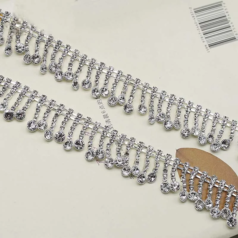 

10Yards Rhinestone Crystal Chain Bling Diamante Tassel Fringe Diamond Trim Ribbon Necklace Applique Gem Sparkle Wedding Dress