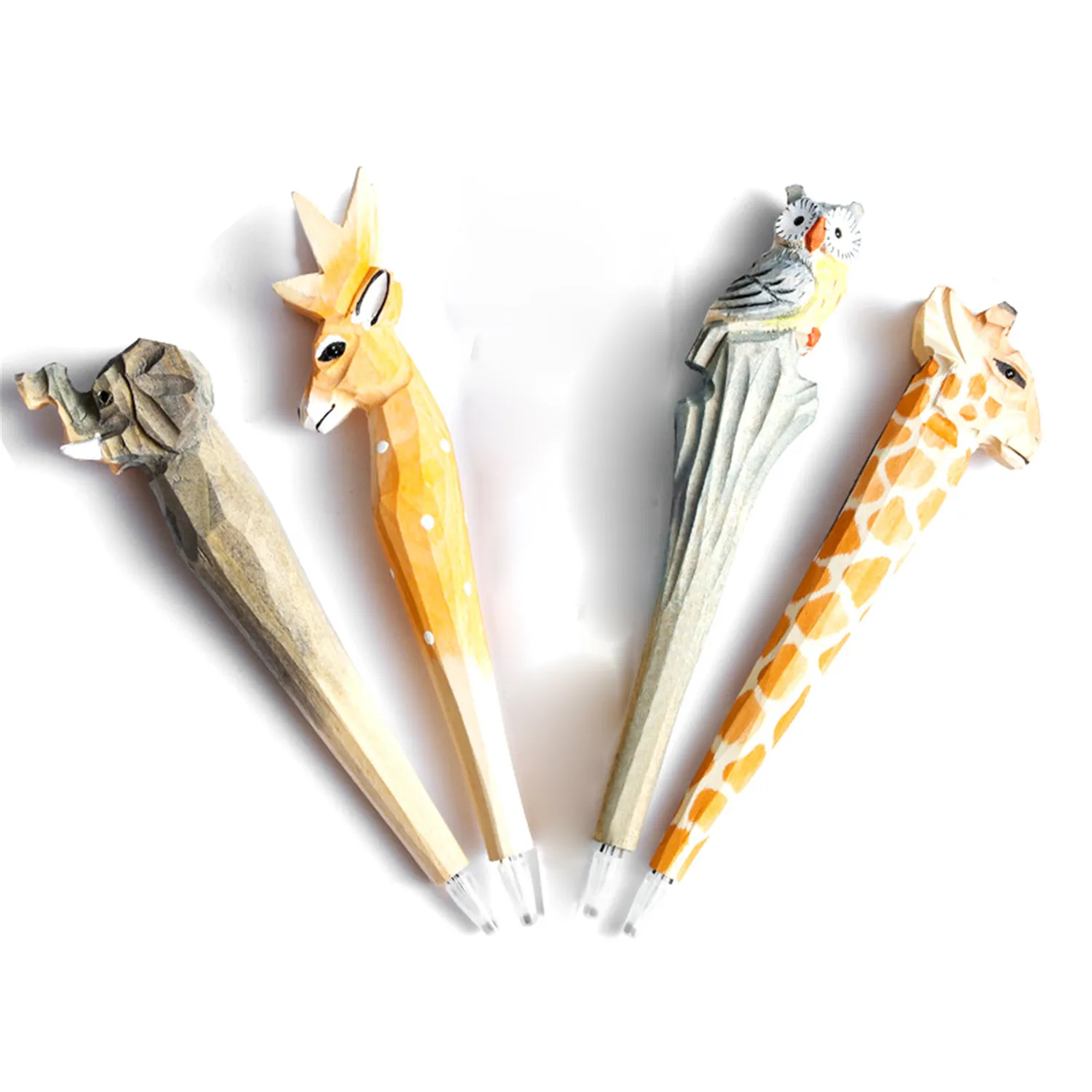 Ручная работа резная деревянная ручка милая мультяшная для письма Шариковая