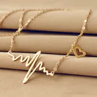 Ожерелье в форме ЭКГ в форме сердца из титановой стали, цепочка до ключиц в форме сердца, ожерелье с подвеской в форме сердца, женское винтажное ювелирное ожерелье