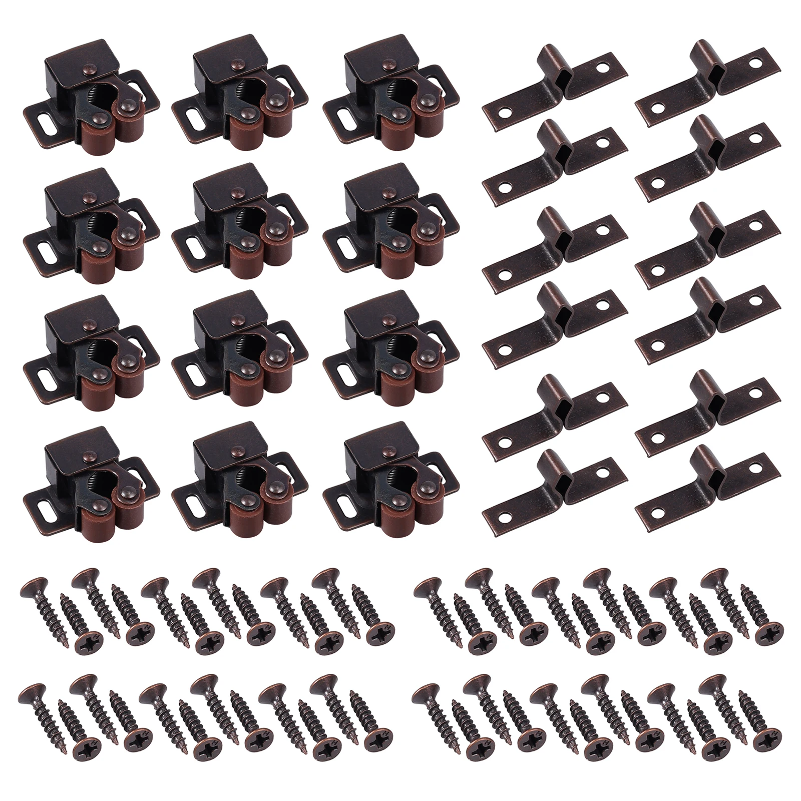 

TANiCE 12Pcs Roller Brown Catch Contractor Pack Roller Catch Household Hardware Accessories For Home Cabinet Cupboard Drawer