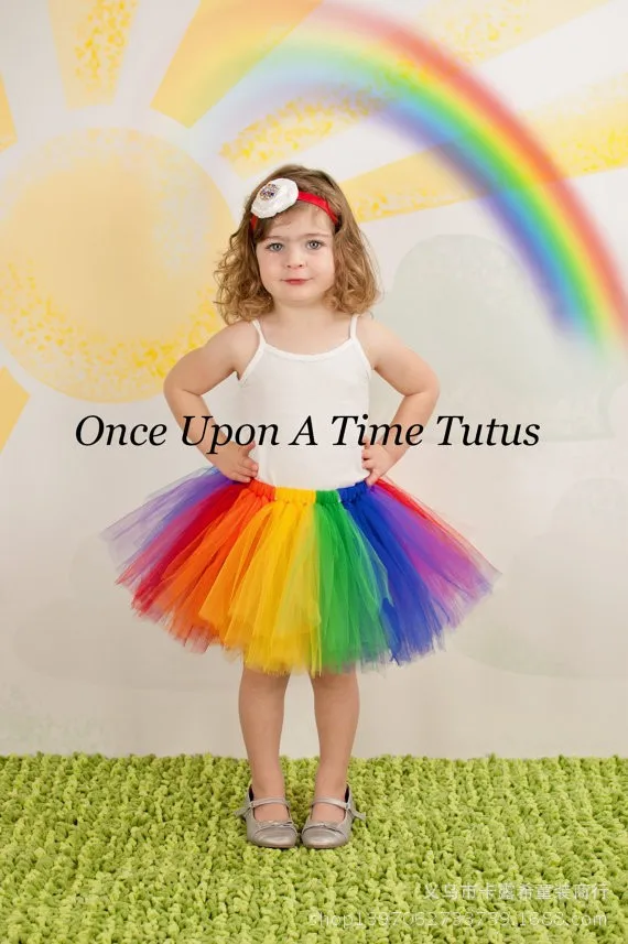 

1-9Y Girls Rainbow Tutu Skirts Baby Ballet Tulle Pettiskirt Underskirts with Flower Headband Children Party Costume Skirts 3PCS