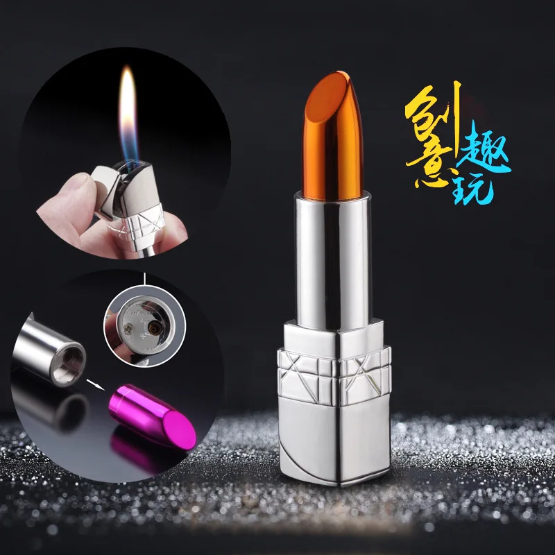 

Gifts for womenlot Funny Lighter Refillable Creative Lipstick Shaped Butane Lighter Mini Creative Lighter