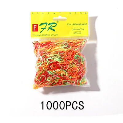 1000Colour 3 1000 шт./партия, одноразовые резинки для волос для девочек, эластичная резинка для волос из ТПУ, держатель для конского хвоста, резинки, Детские аксессуары для волос - Цвет: 1000Colour 3