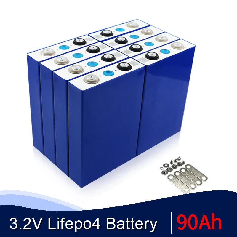 

8 шт./лот 3,2 в 90 Ач LiFePO4 непрерывный разряд 270A для 24 В Diy EV RV Аккумулятор LiFePO4 призматический элемент с шинами