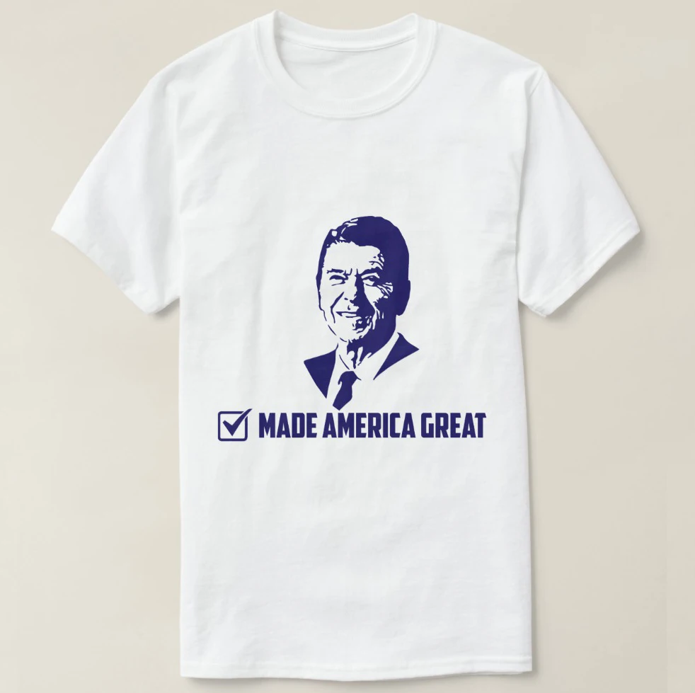 2019 Мужская футболка с принтом хлопковая коротким рукавом Ronald Reagan Ah _ The Good old Days!