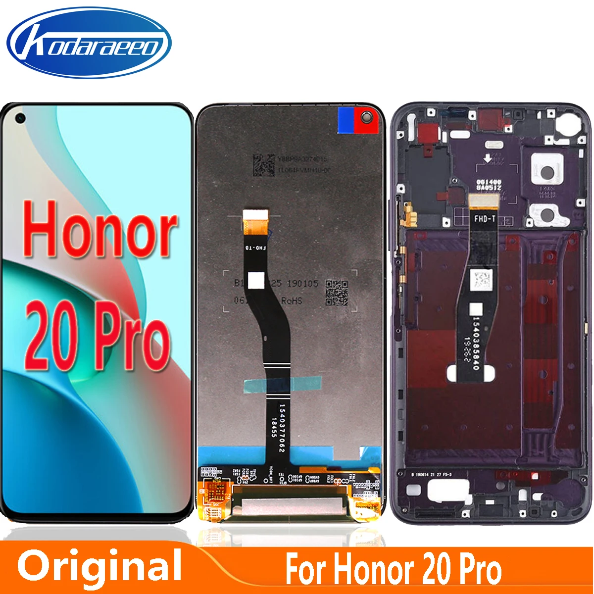 Pantalla LCD Original de 6,26 pulgadas para Huawei Honor 20 Pro, repuesto de digitalizador con pantalla t&aacute;ctil, YAL-AL10 de cristal, YAL-L41-0