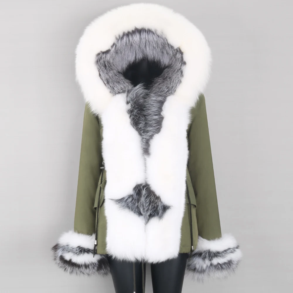 New Winter Women Real Fur Coat Natural Fur Jacket Fashion Short Fur Hooded Parkas Ladies Streetwear Luxury Outerwear
