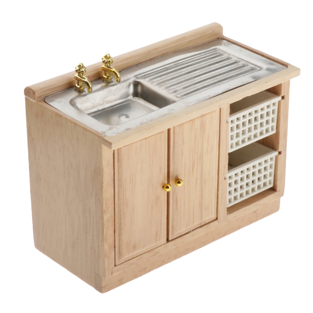 1:12 Кукольный дом кухонный шкаф деревянный антикварный умывальник мебель