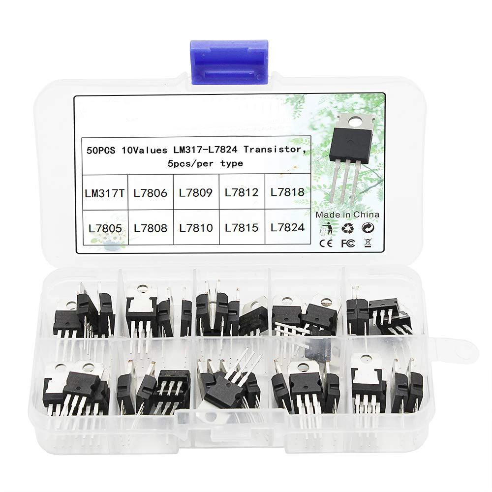 Клеммная коробка LM317T L7805 L7806 L7808 L7809 L7810 L7812 L7815 L7818 L7824 ассортимент 10 значений * 5 шт. 50